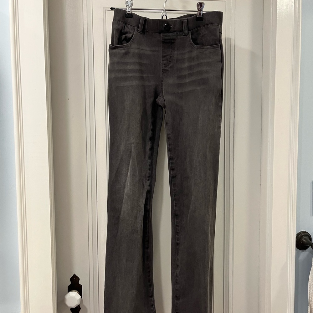 Betabrand gray-black stretch pull-on denim jeans XS flare bootcut